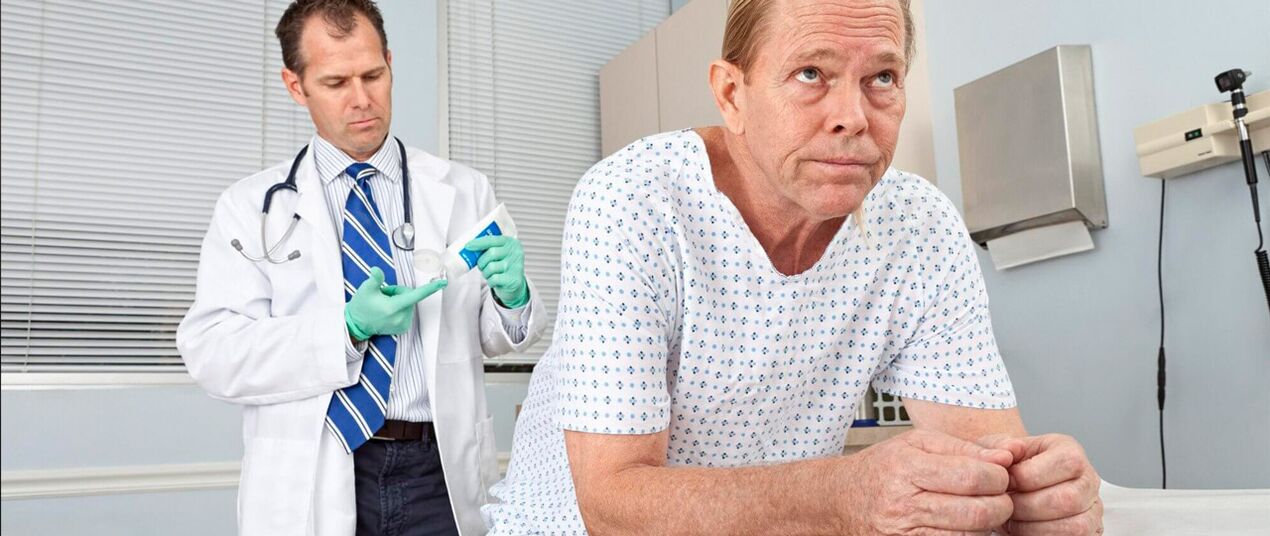 A man with prostatitis in a doctor's procedure